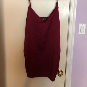 red slip dress